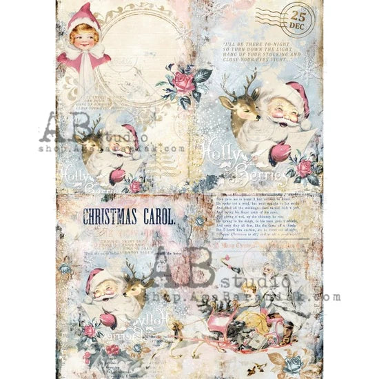 A4 Ole Shabby Christmas Decoupage - AB