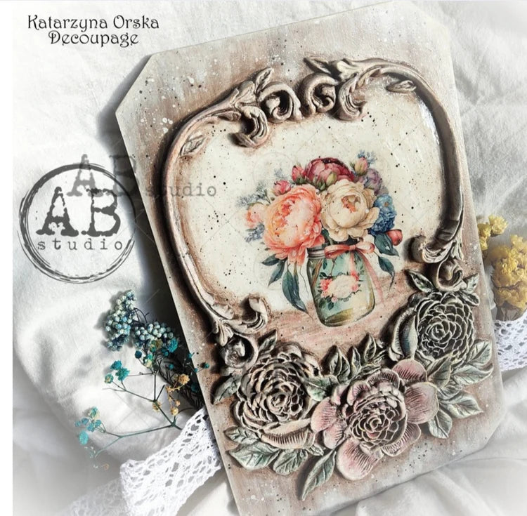 A4 Spring Flowers in Jars Decoupage Paper - AB 1770