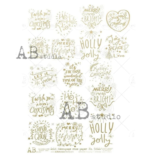A4 Metallic Gold Christmas Sayings - AB Studios 5866