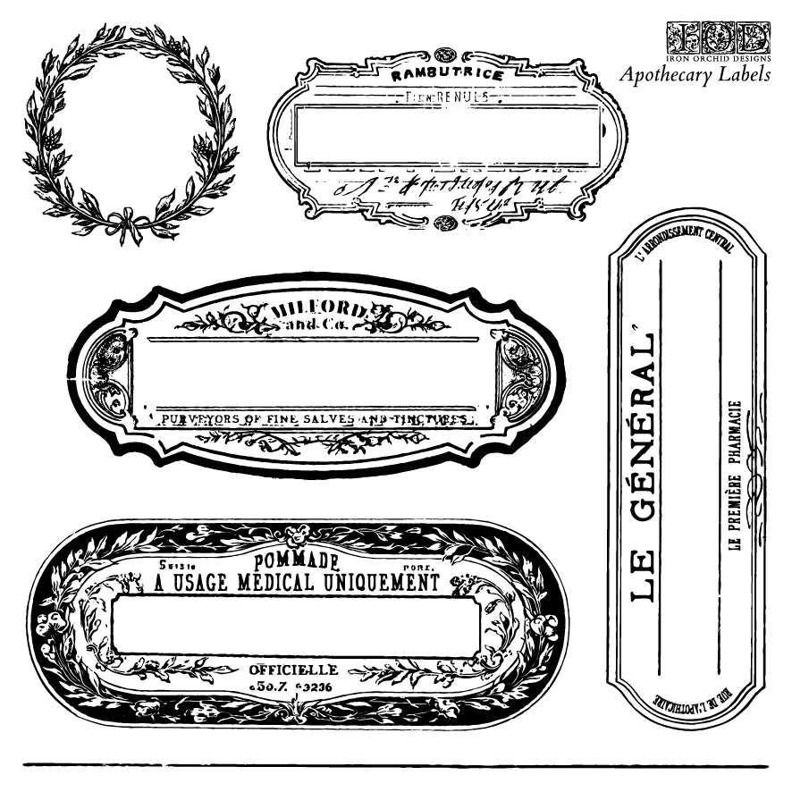 Iron Orchid Designs - Apothecary Labels Stamp