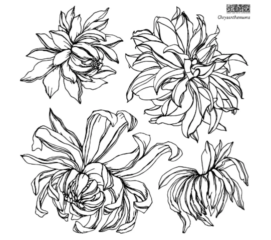 Iron Orchid Designs - Chrysanthemums Stamp - Retiring