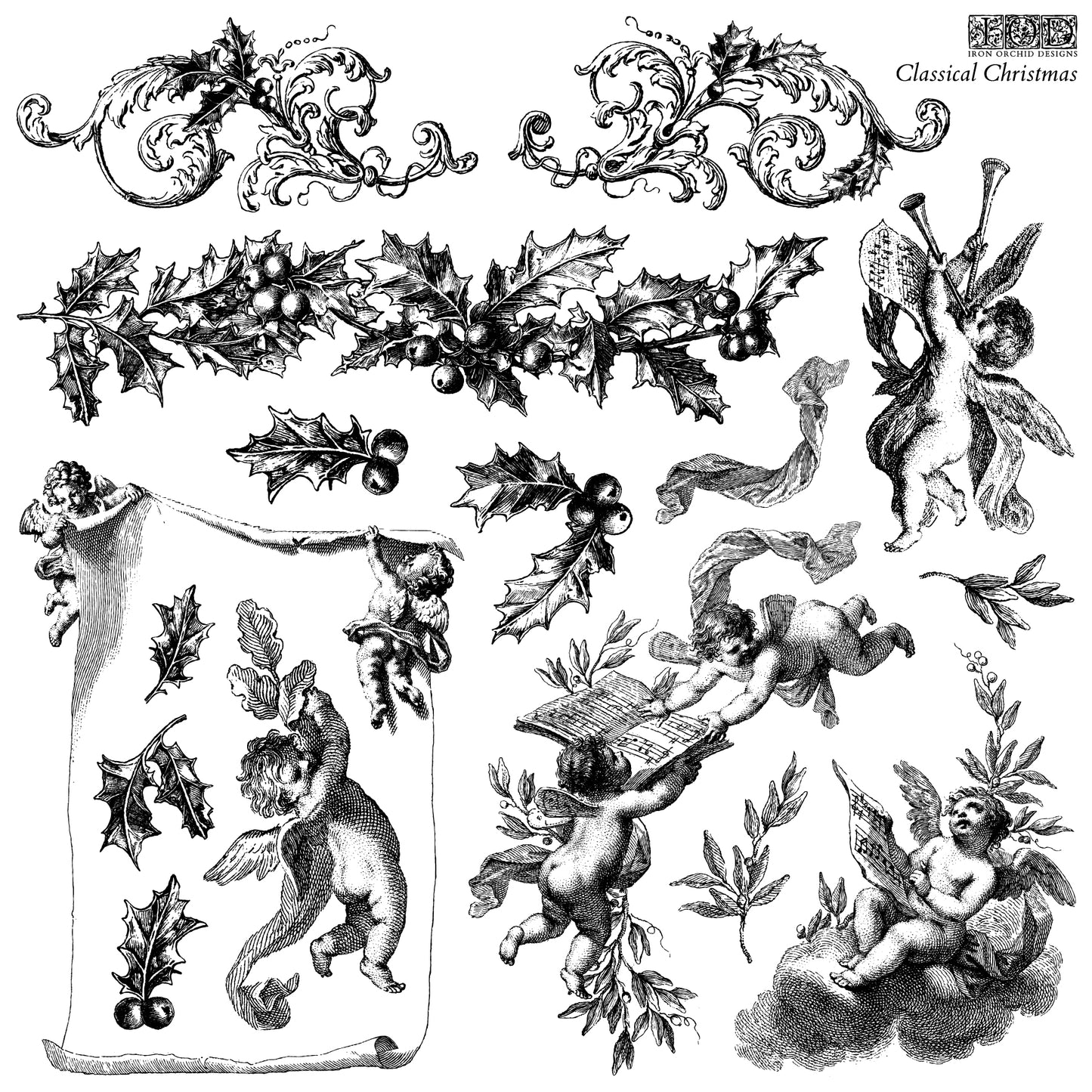Iron Orchid Designs - Classical Christmas Stamp