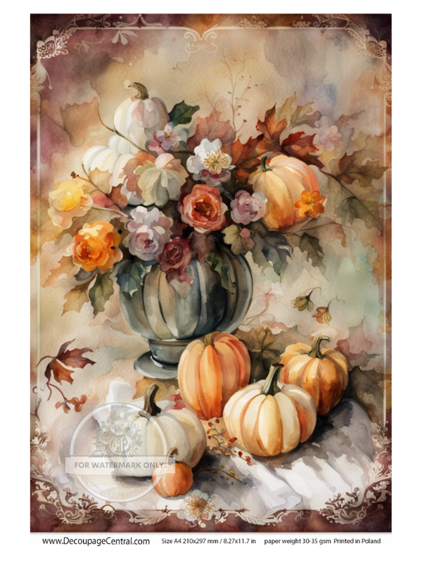 A4 Watercolor Pumpkins DC110 - Decoupage Central