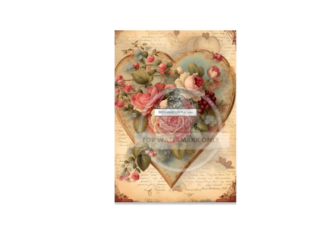 A4 Victorian Heart Rice Paper - DC220