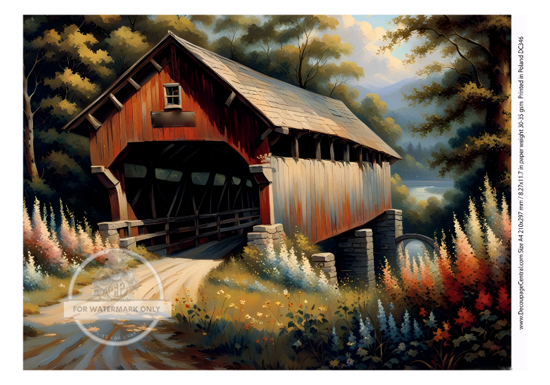 A4 Covered Bridge DC346 - Decoupage Central