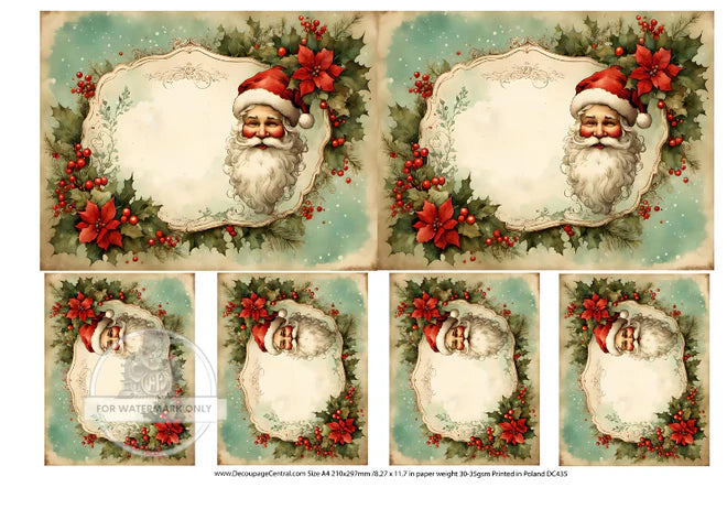 Santa Label/Tag Decoupage - DC435