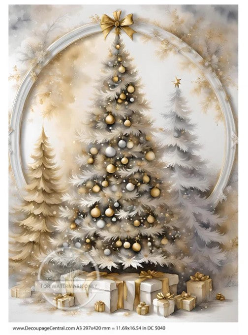 A3 Gold and Silver Christmas Tree DC5040 - Decoupage Central