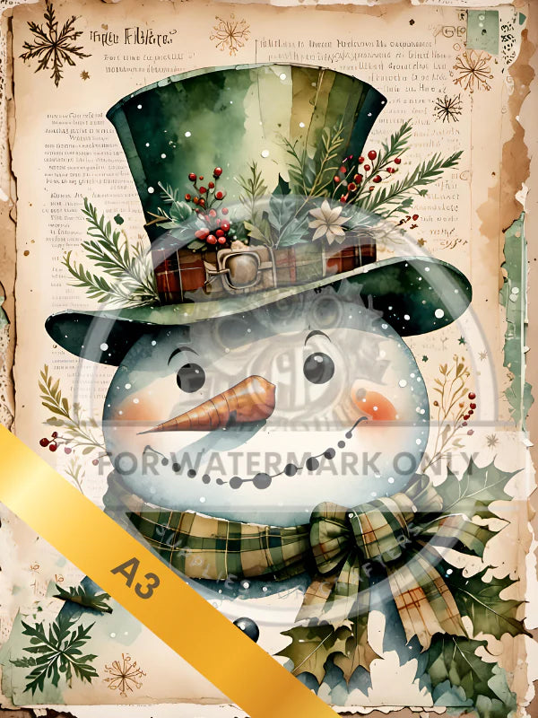 A3 Vintage Snowman Decoupage - DC5063