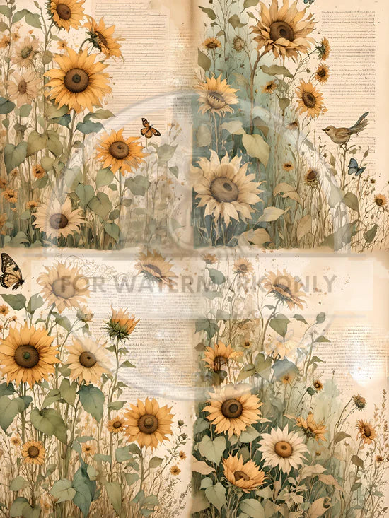 A4 Sunflower Dreamin Quad Rice Paper - DC640
