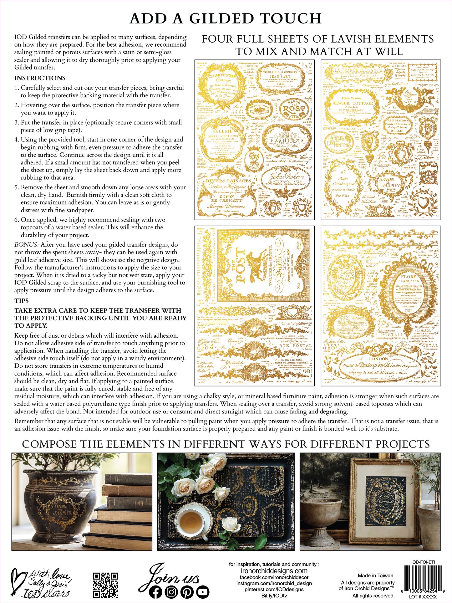 Iron Orchid Designs - "Gilded" - Étiquettes Foil Transfer
