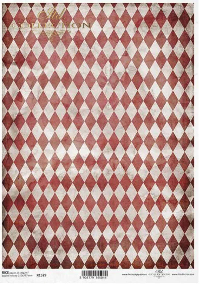 A4 Red and Gold Harlequin Decoupage - ITD R1529
