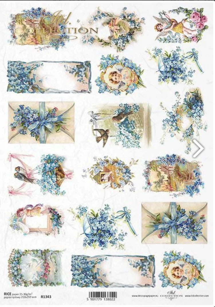 A4 Victorian Cherubs and Angels Montage Decoupage Paper - ITD 1343