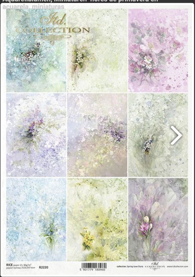 A4 Spring Squares Decoupage Paper - ITD 2220