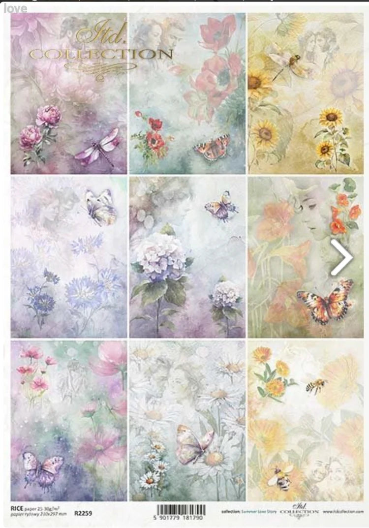 A4 Spring Squares Decoupage Paper - ITD R2259