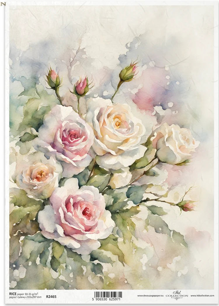 A4 Roses Decoupage Paper - ITD R2465