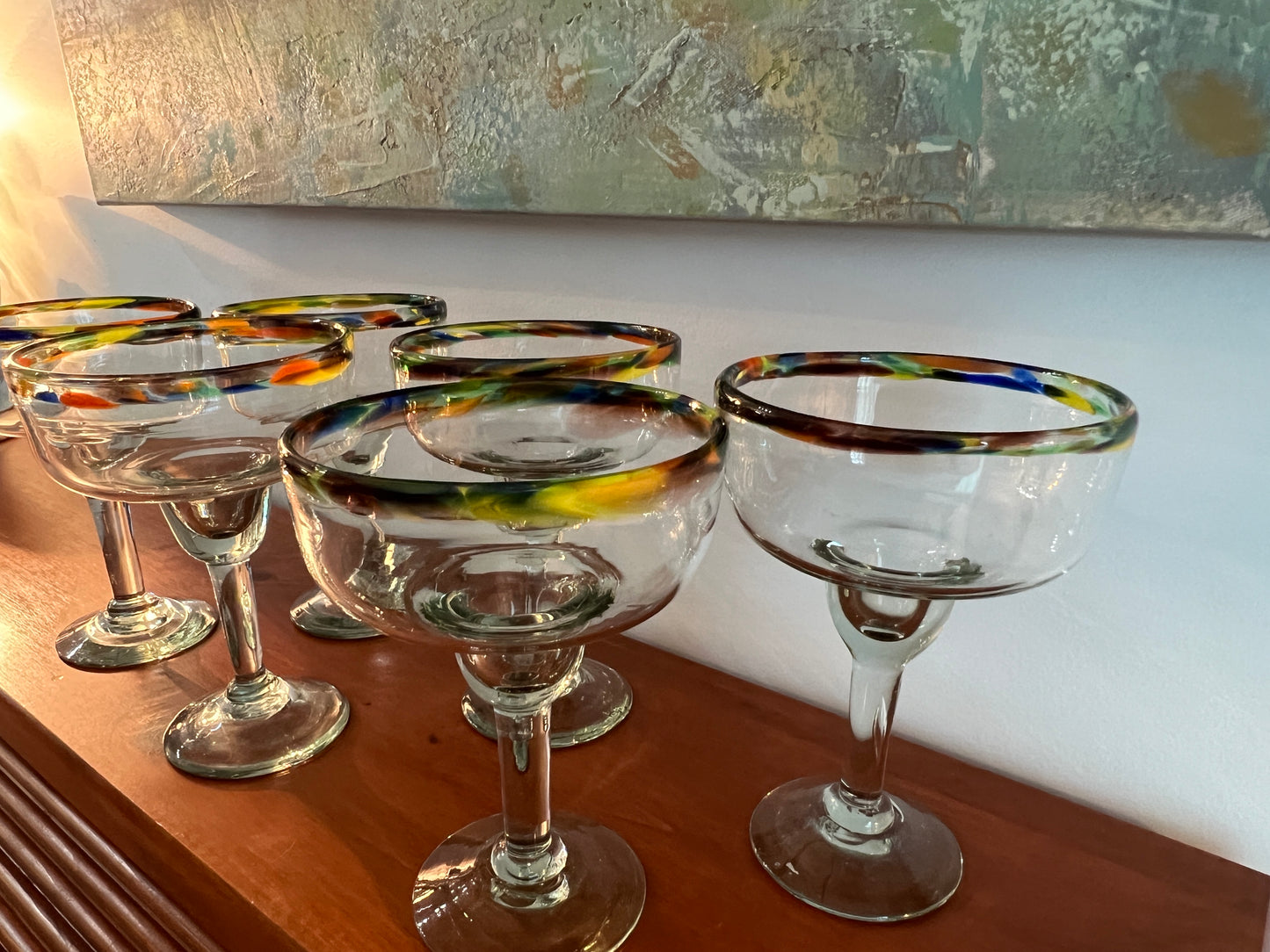 Handblown Artisan Margarita Glasses - Set of 6