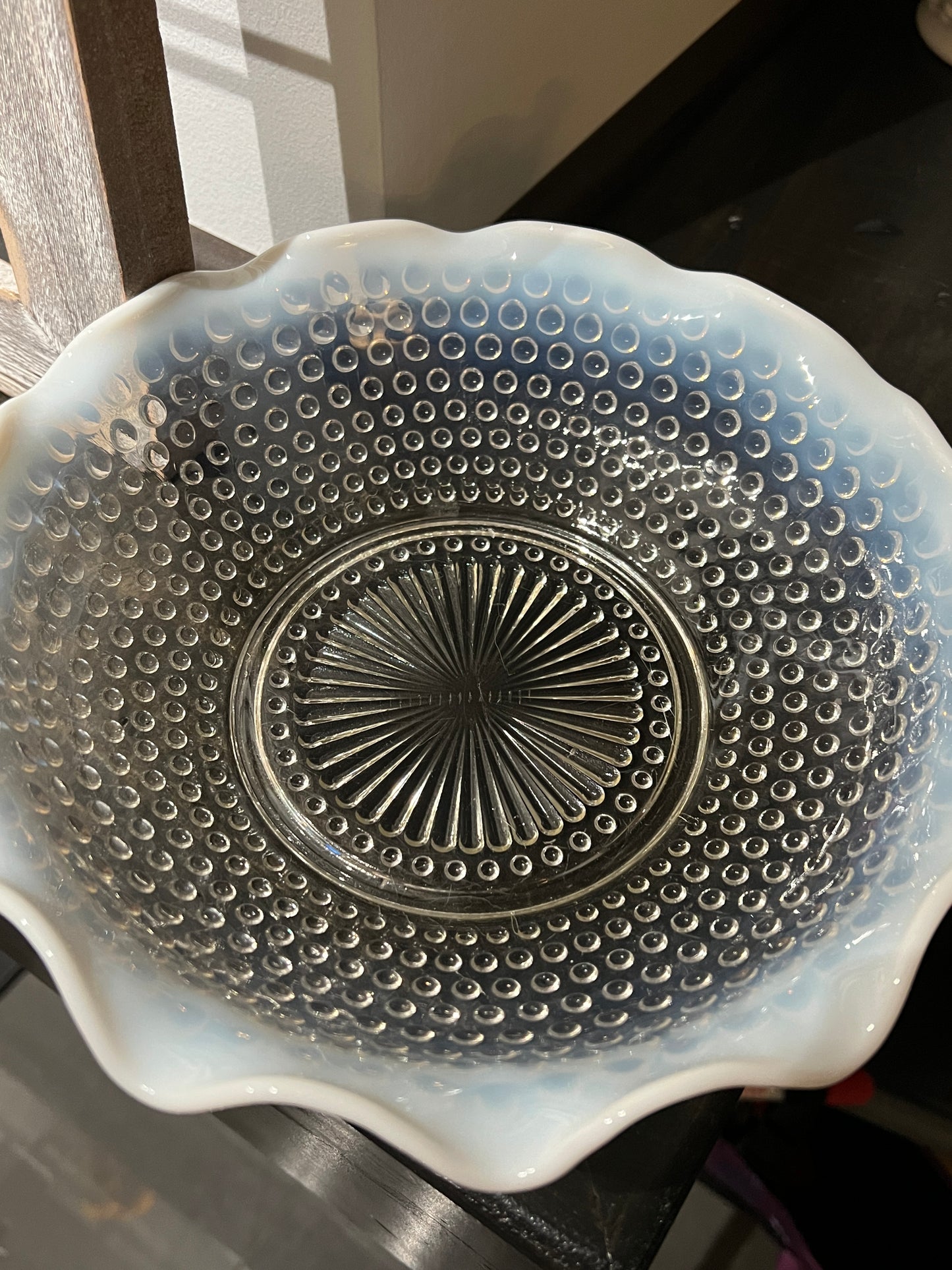 Vintage Hobnail Opalescent Moonstone Bowl Set