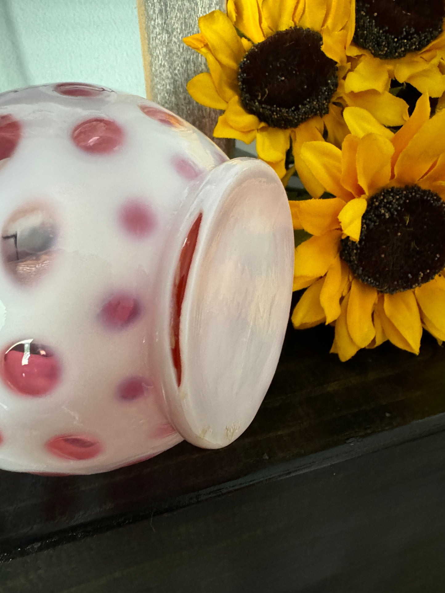 Vintage Fenton Coin Dot Cranberry Opalescent Bowl