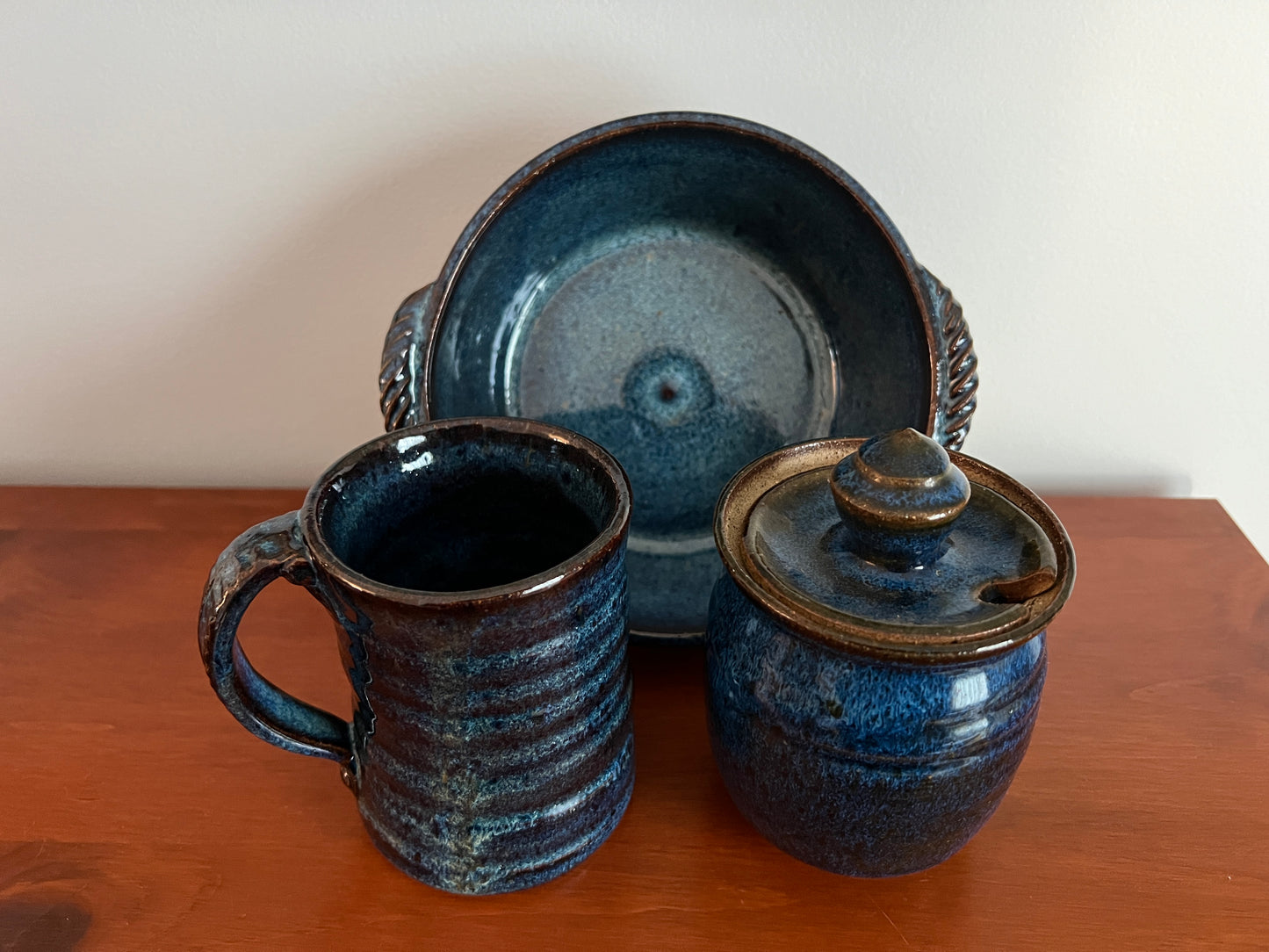 Deep Blue Handmade Pottery Bowl + Mug