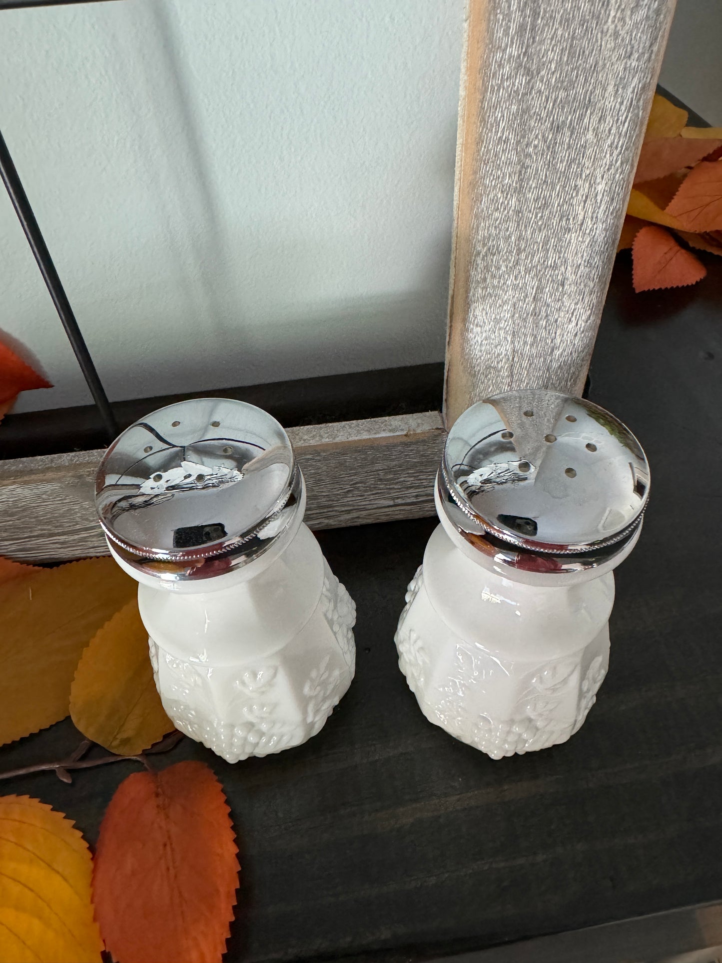 Vintage Milk Glass Salt & Pepper Shakers