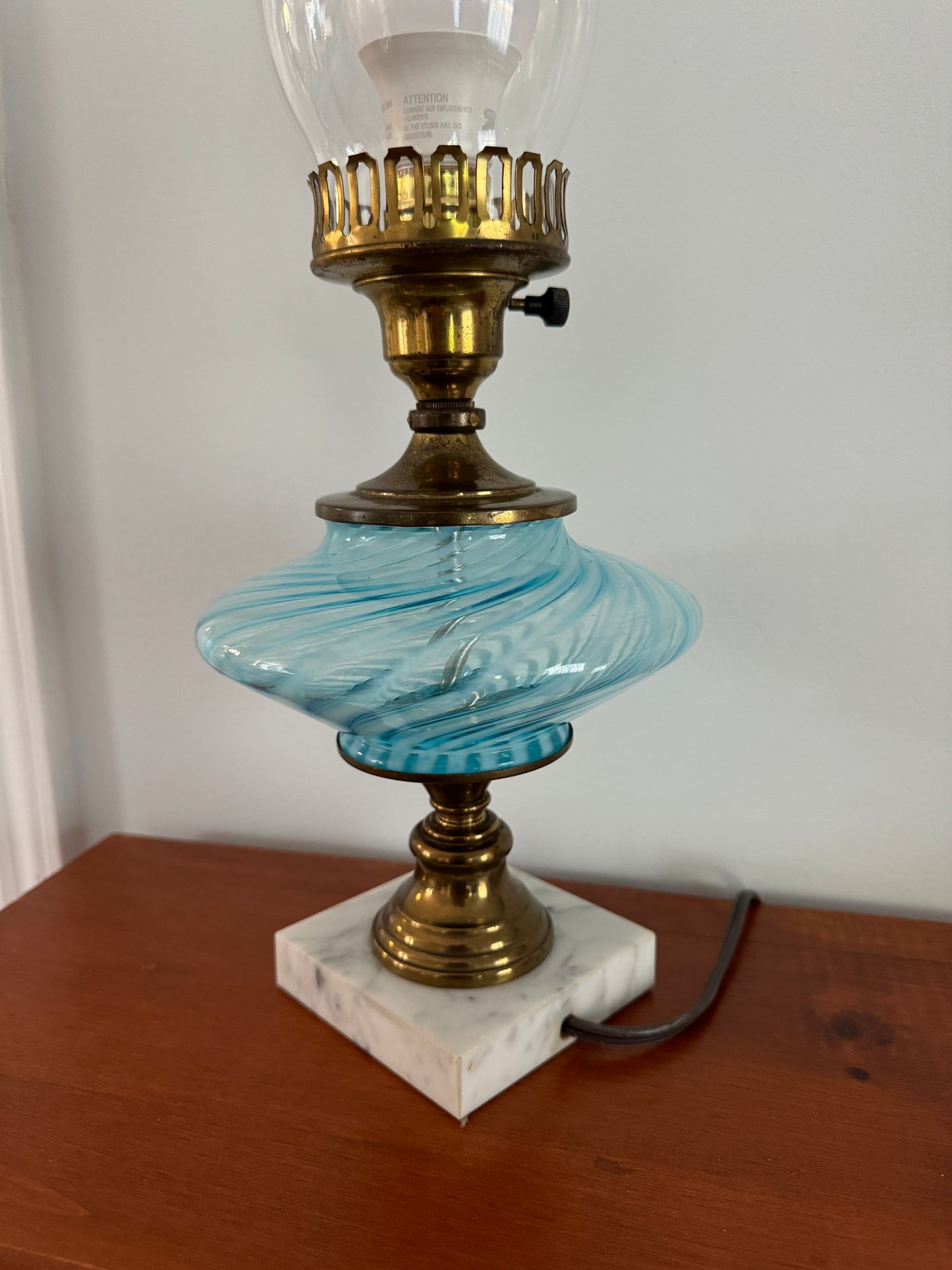 Fenton Swirl Glass Lamp