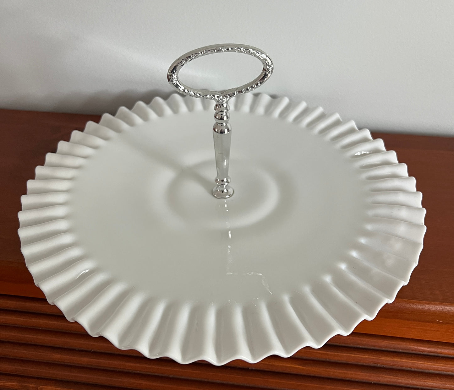 Fenton Sandwich Tray Hobnail Milk Glass