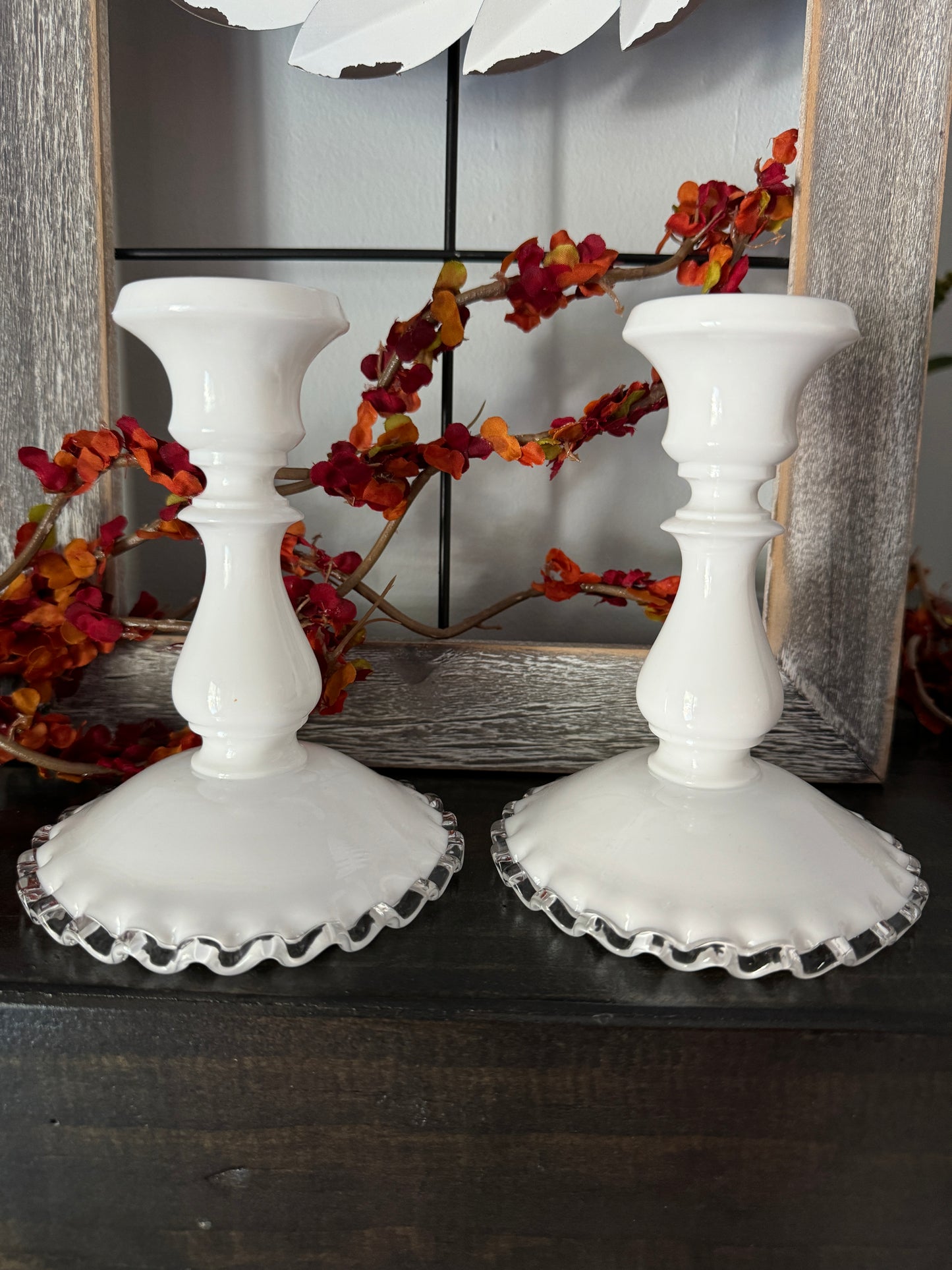 Fenton Silver Crest Candle Holders