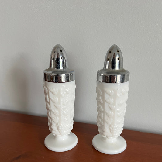 Vintage Milk Glass Salt and Pepper Shakers