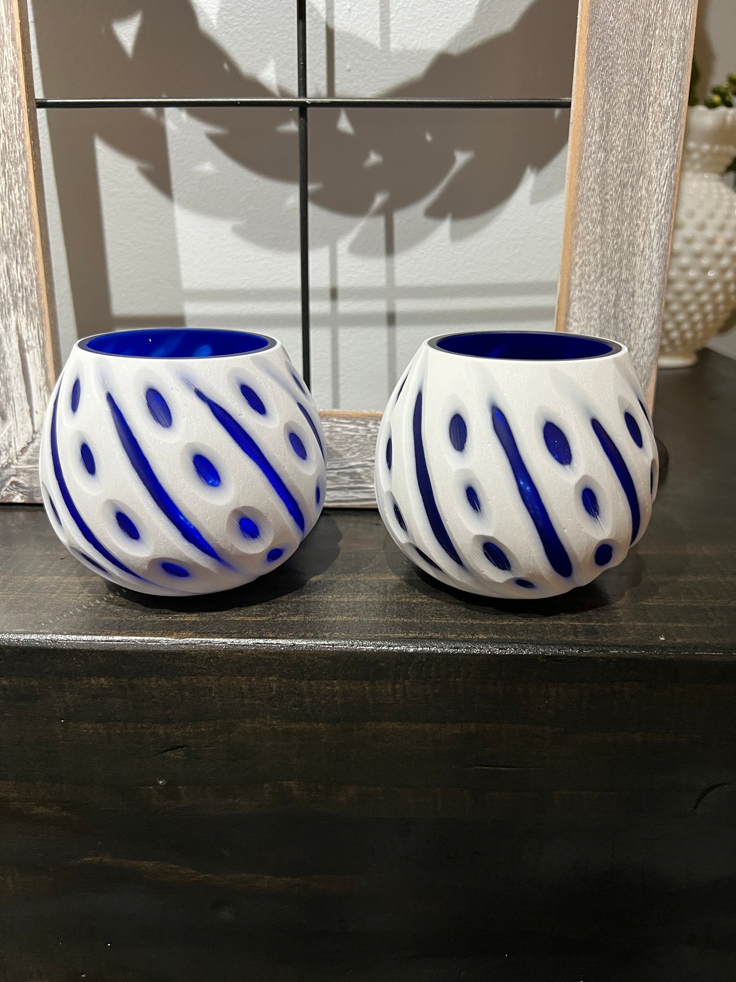 Rare 1970's Blue & White Votives