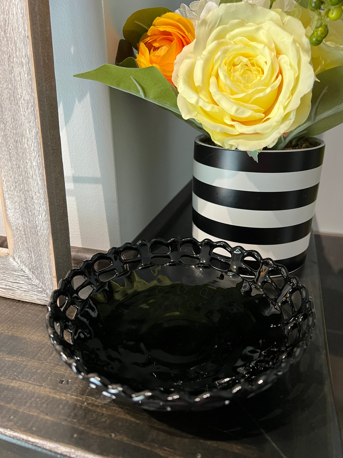 Rare Vintage Fenton Black Glass Bowl