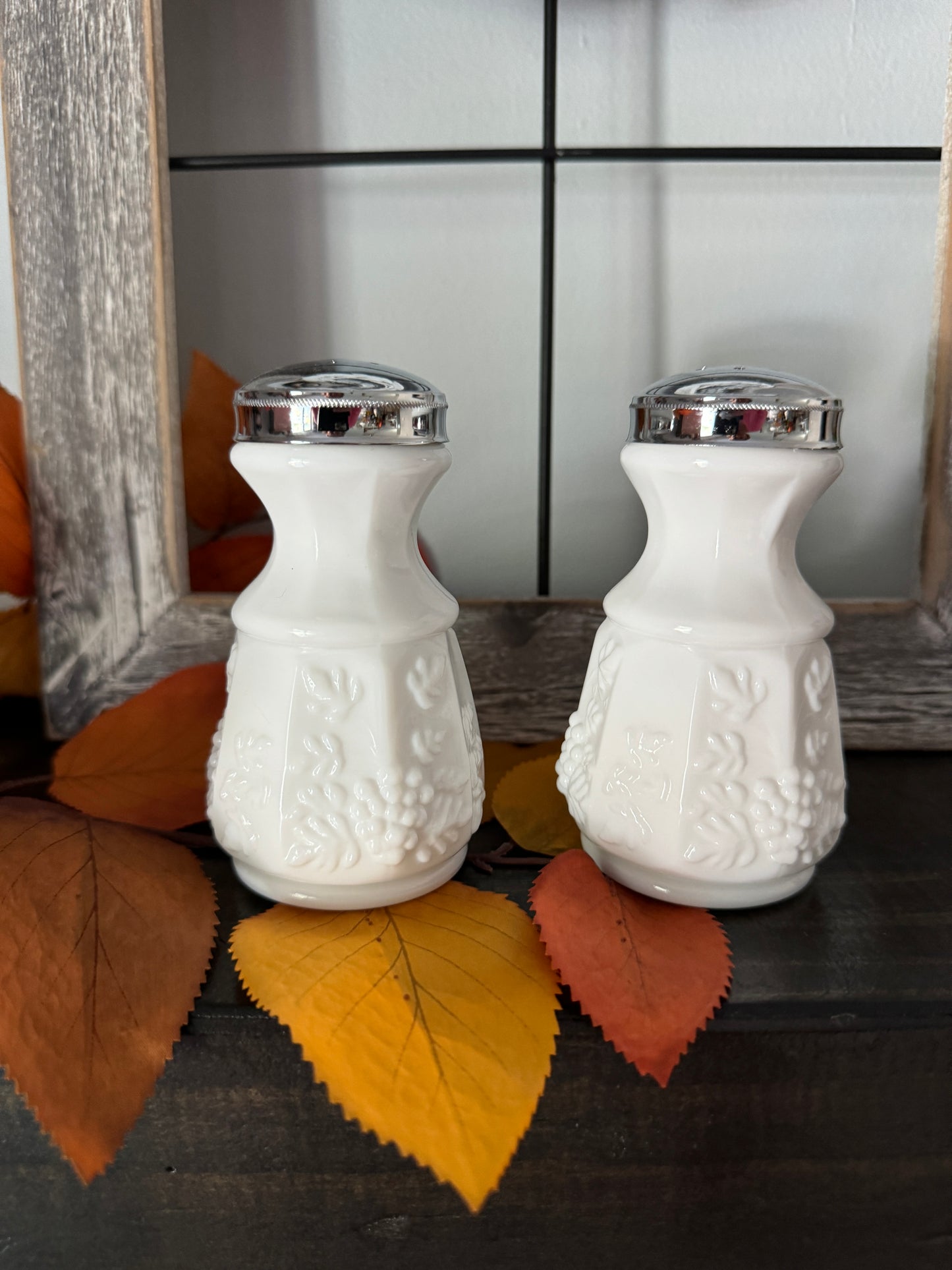 Vintage Milk Glass Salt & Pepper Shakers