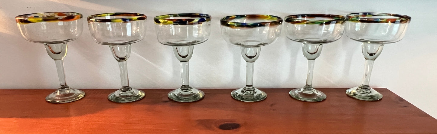 Handblown Artisan Margarita Glasses - Set of 6