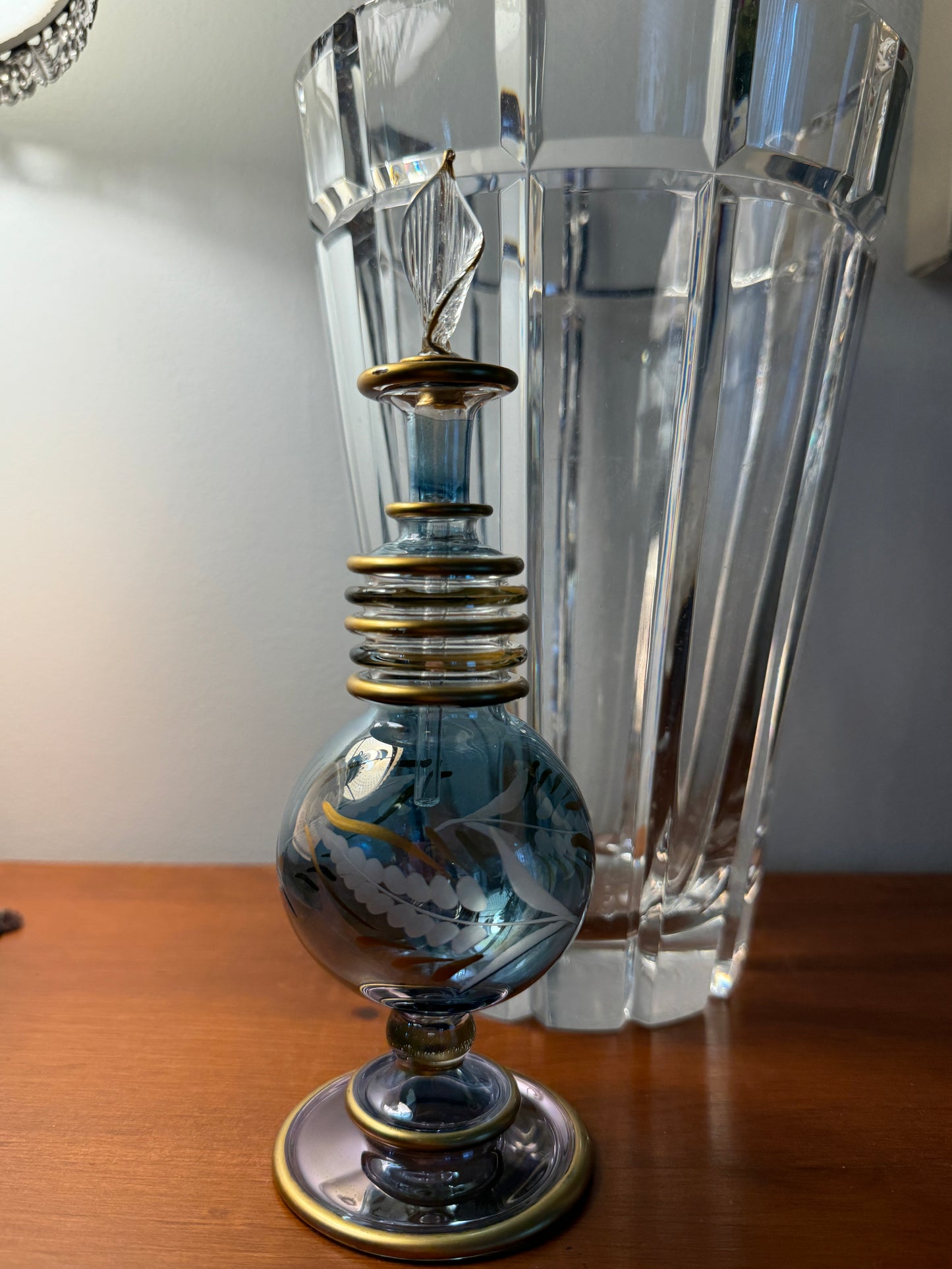 Decorative Blue and Gold Perfume Bottle