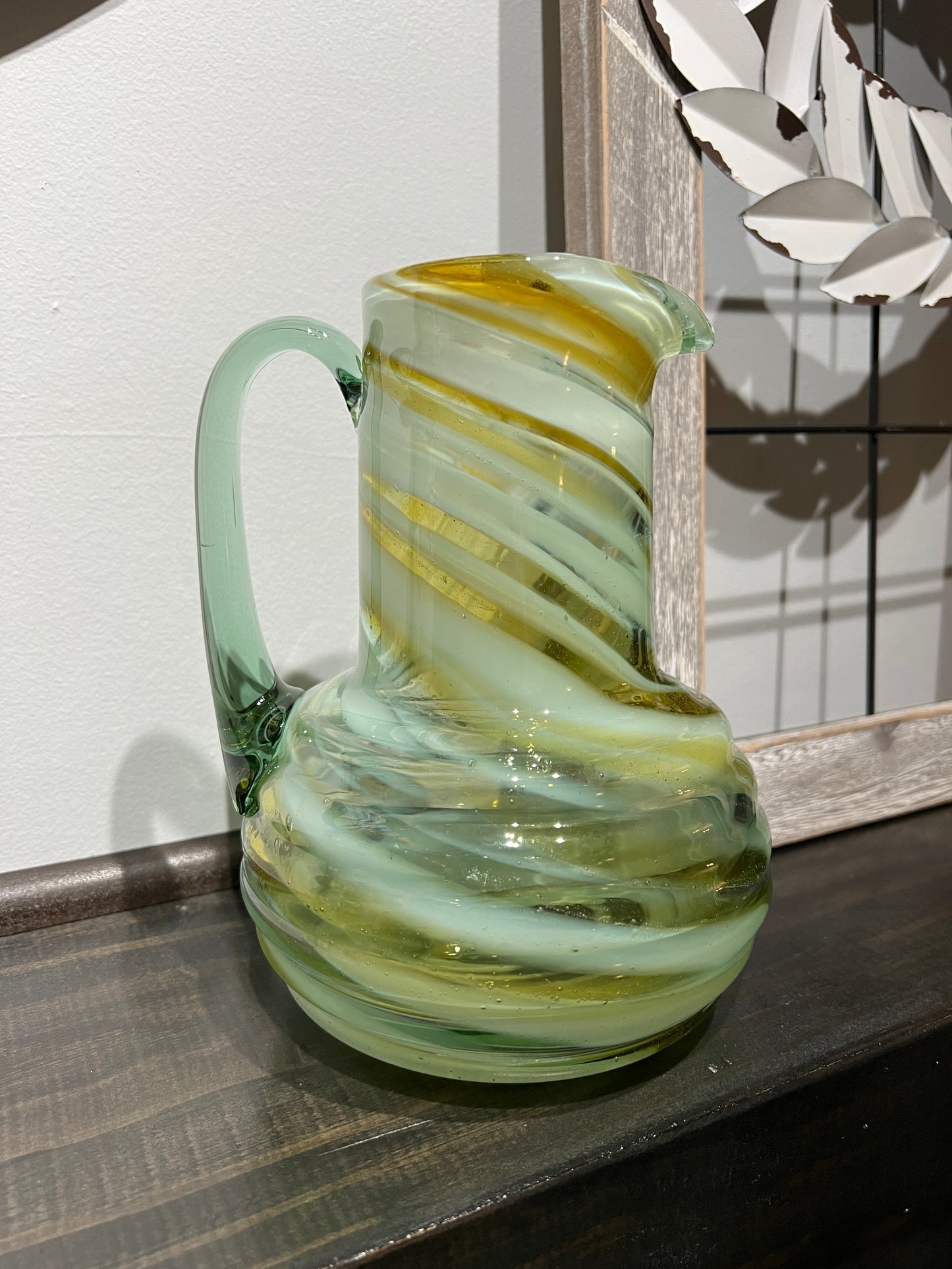 Vintage Art Glass Swirl Pitcher