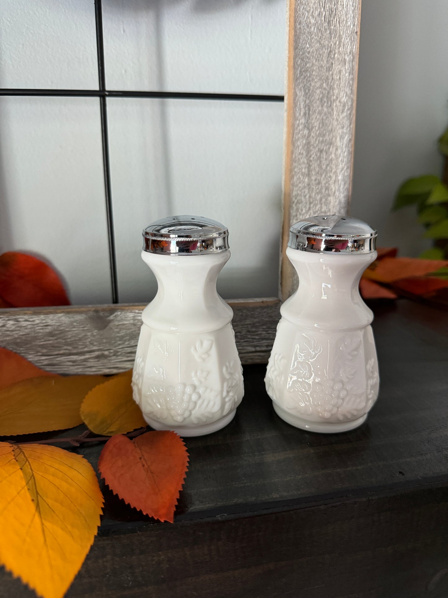 Vintage Milk Glass Salt & Pepper Shakers