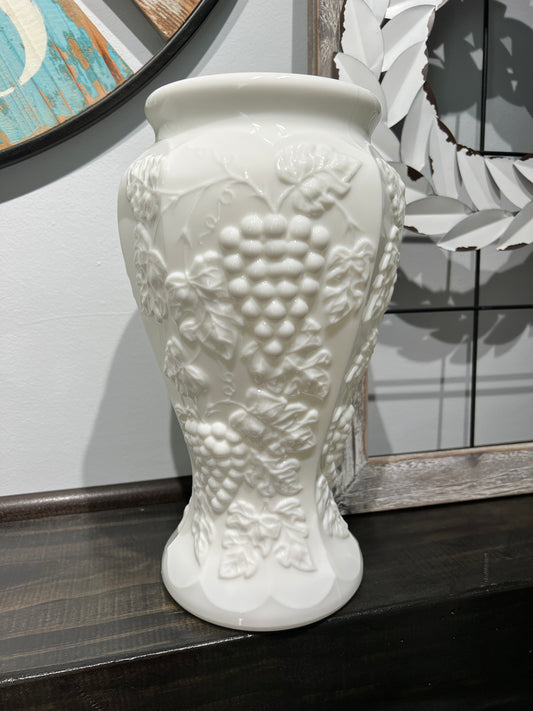 Large Vintage Westmoreland Grape Milk Glass Vase