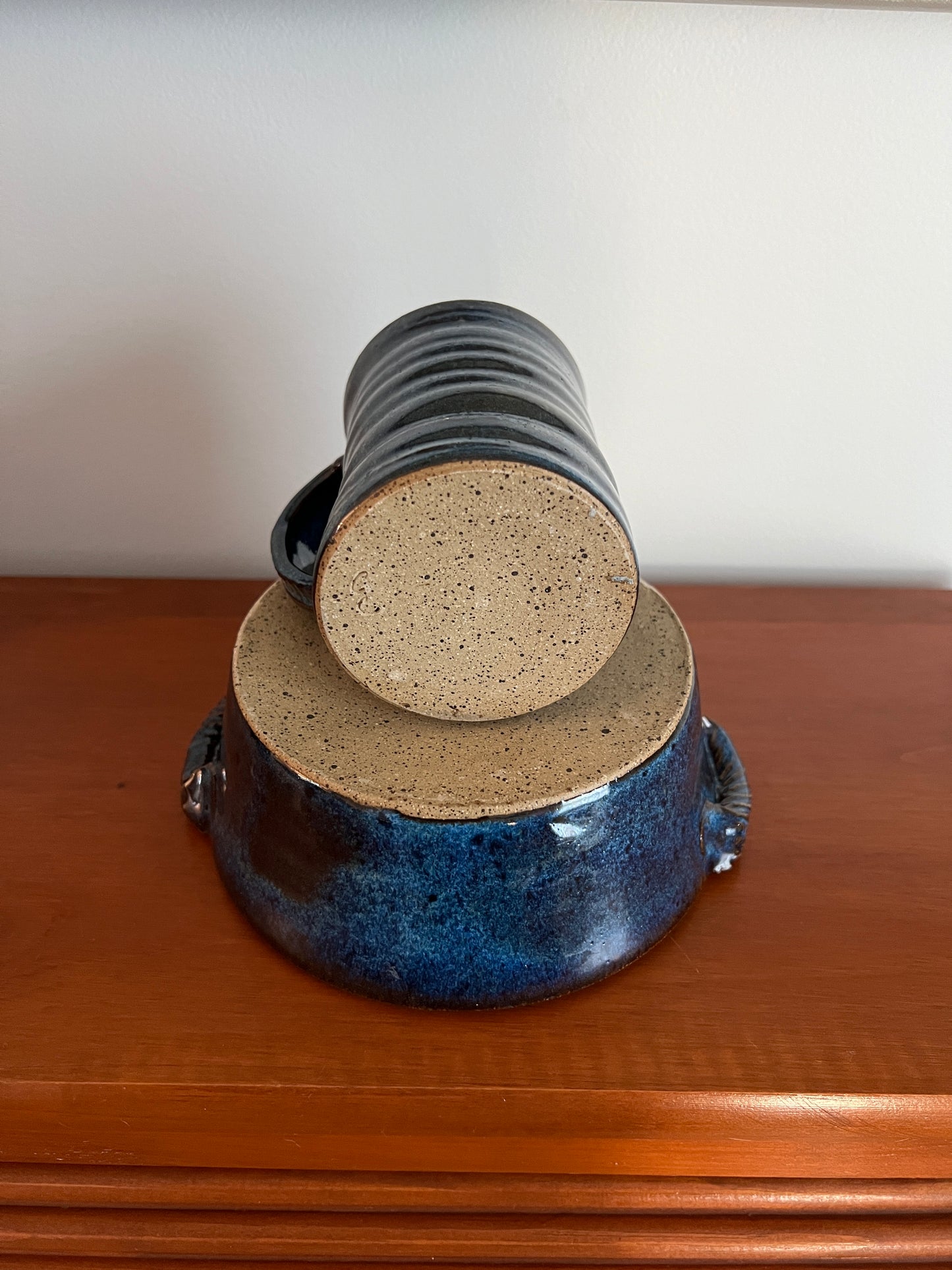 Deep Blue Handmade Pottery Bowl + Mug