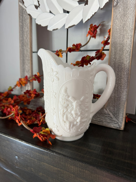 Vintage Milk Glass Imperial Glass Windmill Pitcher