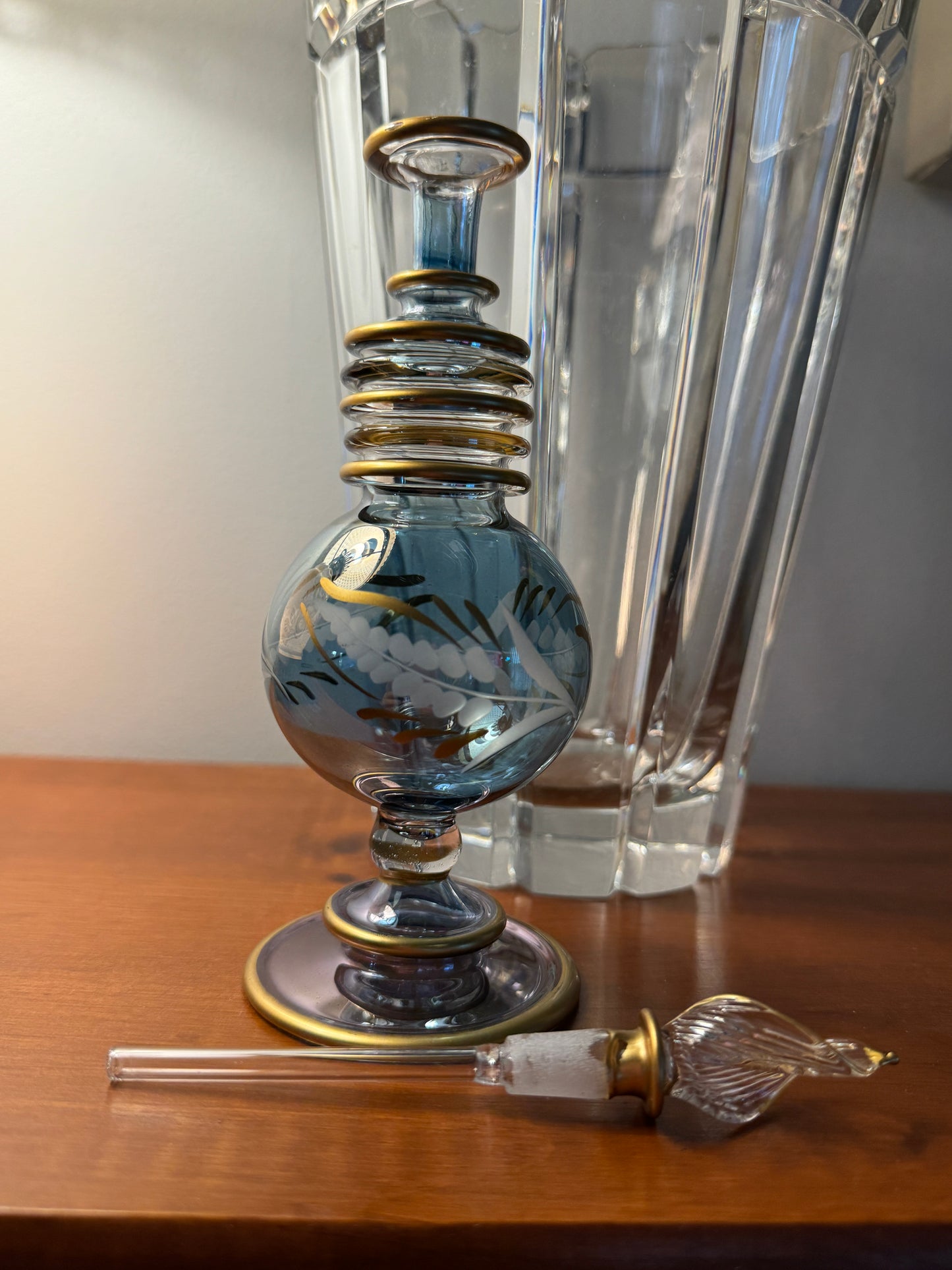 Decorative Blue and Gold Perfume Bottle