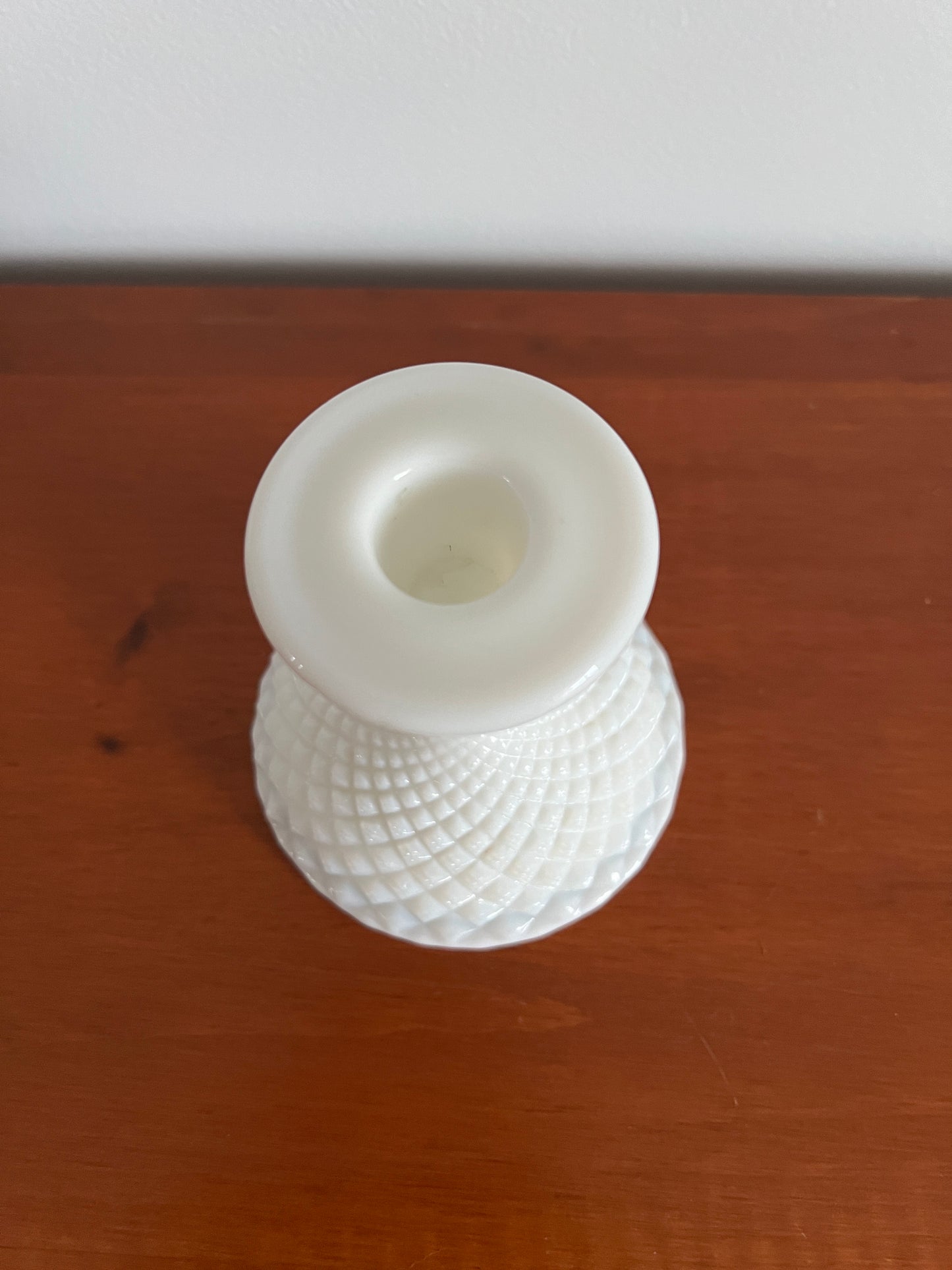 Vintage English Milk Glass Candlestick Holder