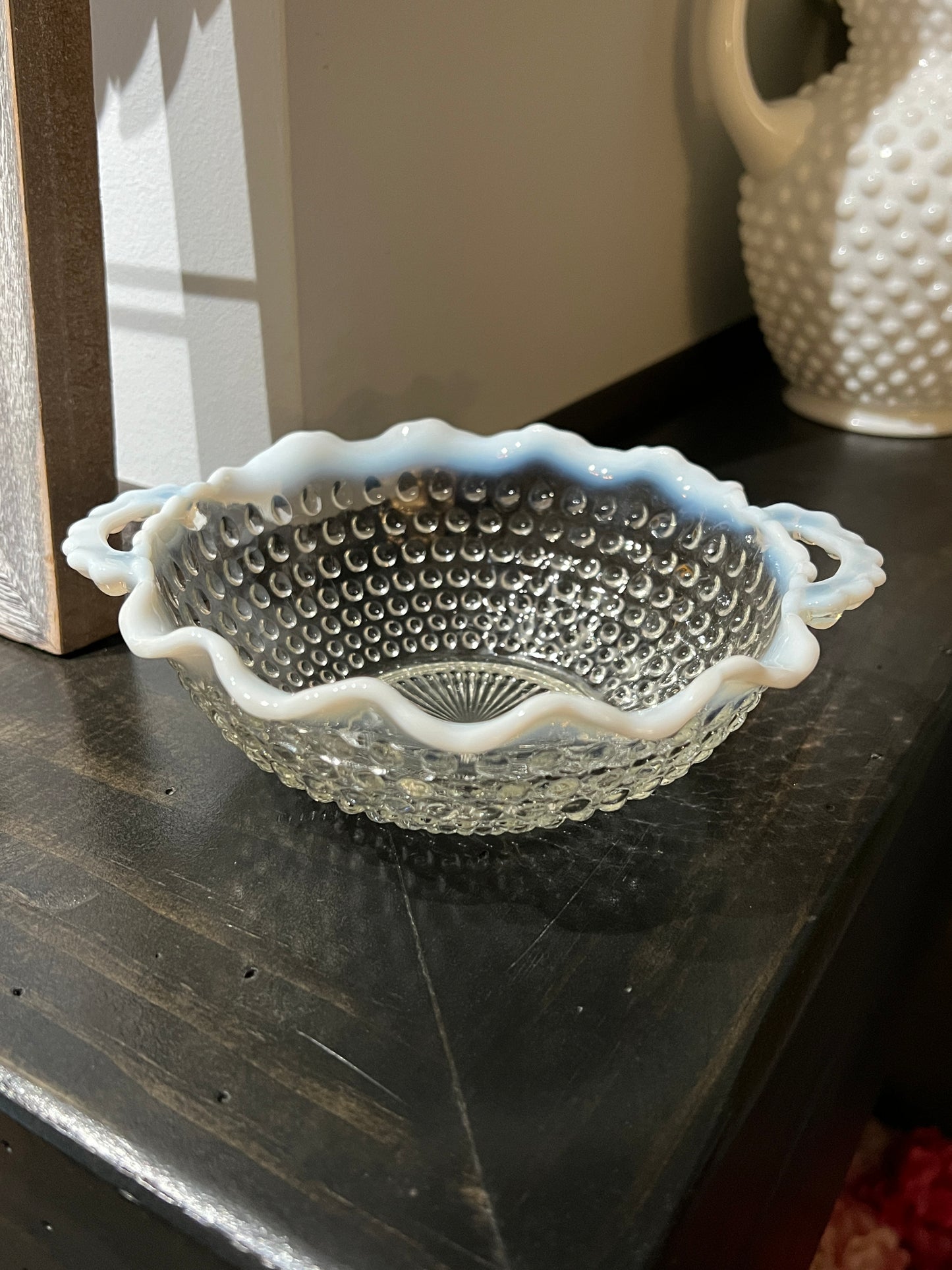 Vintage Hobnail Opalescent Moonstone Bowl Set