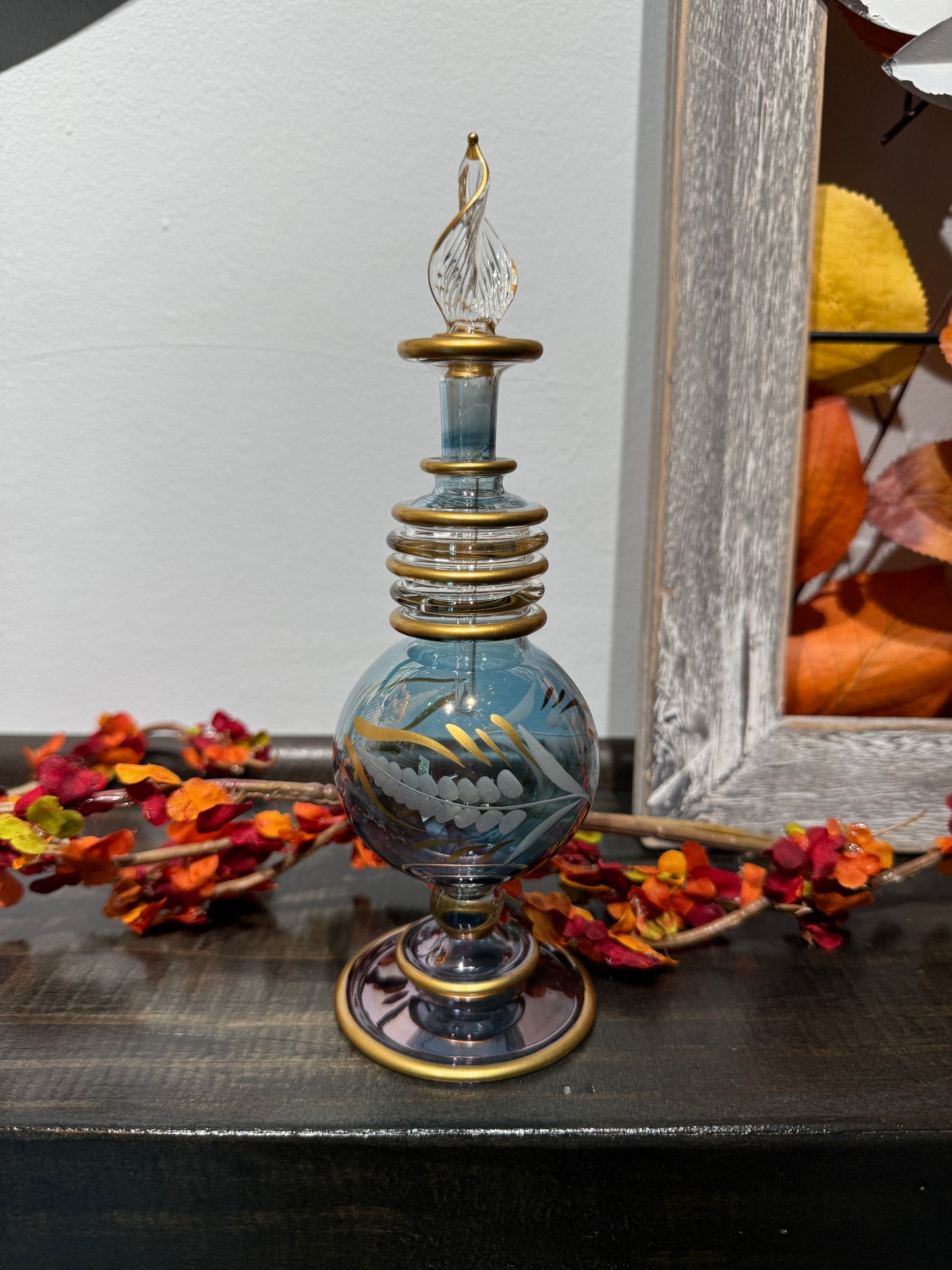 Decorative Blue and Gold Perfume Bottle