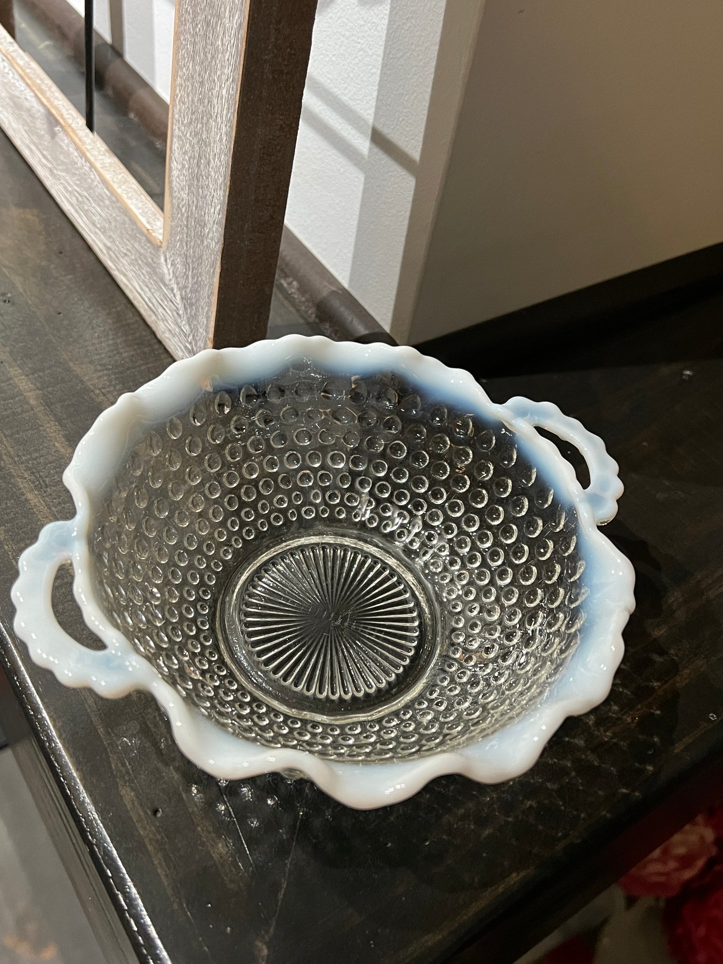 Vintage Hobnail Opalescent Moonstone Bowl Set