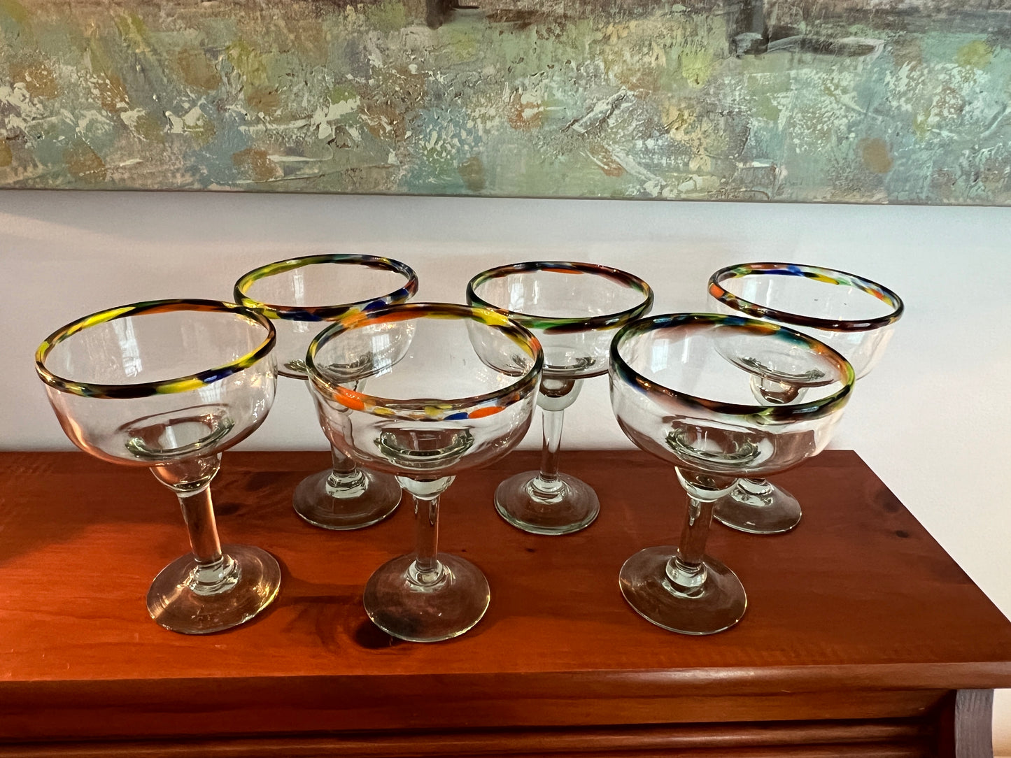 Handblown Artisan Margarita Glasses - Set of 6