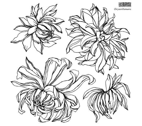 Iron Orchid Designs - Chrysanthemums Stamp