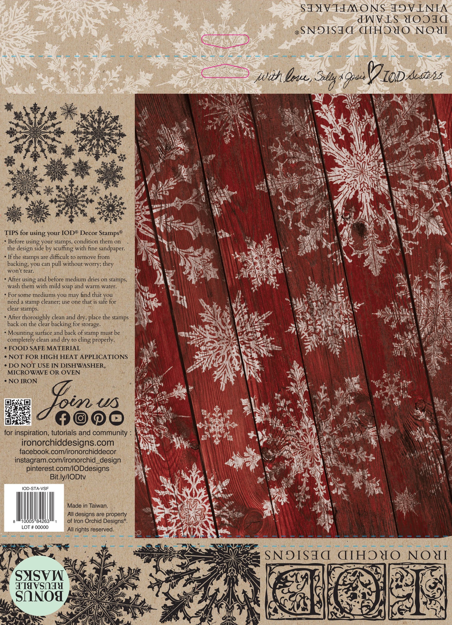 Iron Orchid Designs - VINTAGE SNOWFLAKES Stamp