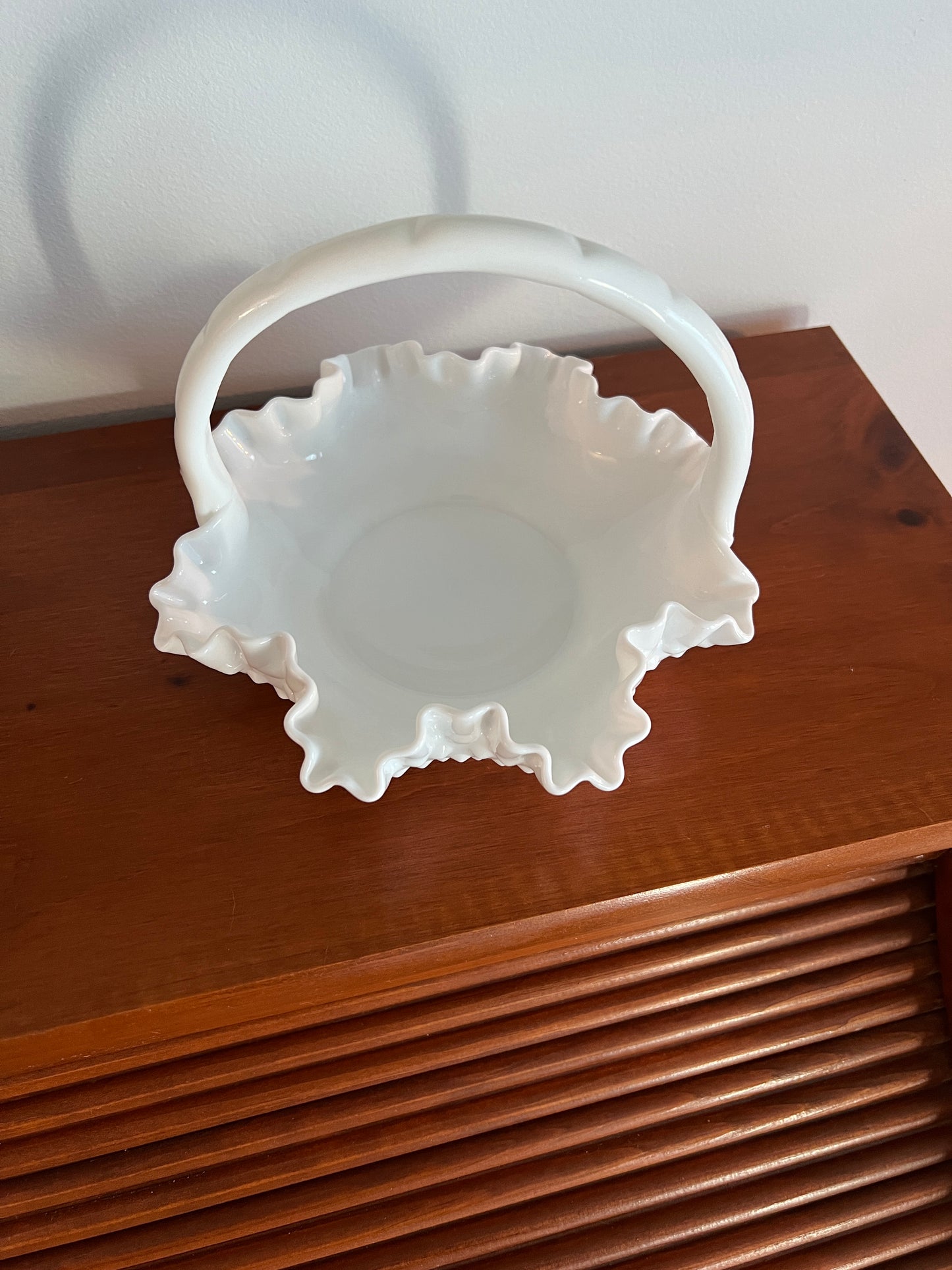 Vintage Hobnail Fenton Milk Glass Basket