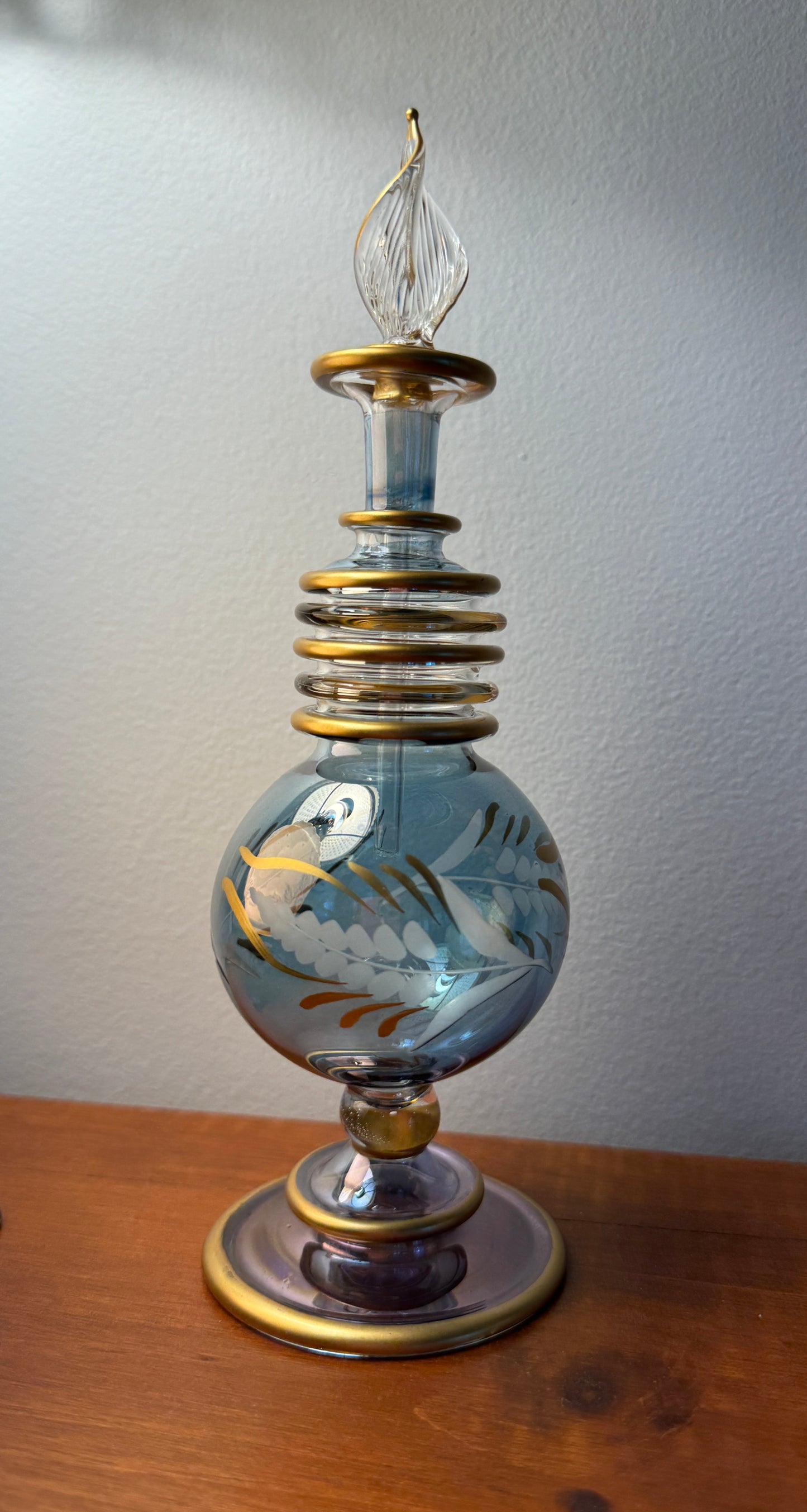 Decorative Blue and Gold Perfume Bottle