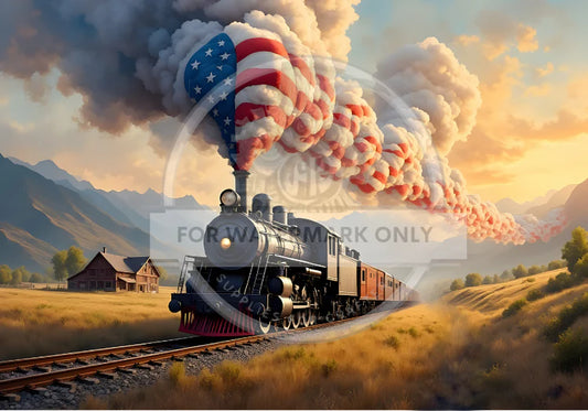 American Steam Engine Decoupage Paper - DC636
