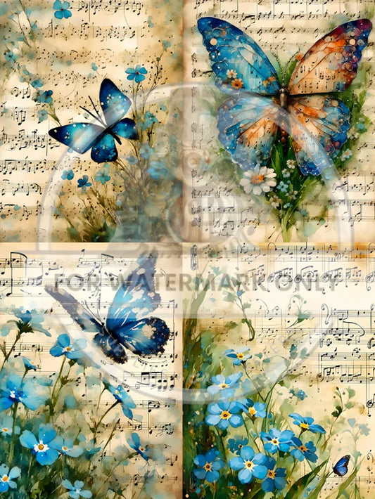 Musical Butterflies Quad Rice Paper - DC683